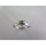 A platinum solitaire diamond ring - approx 0.50ct - ring size N - approx 3.4 grams - diamond
