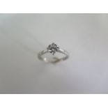 A platinum solitaire diamond ring - approx 0.68ct - ring size O/P - approx 2.6 grams, diamond bright