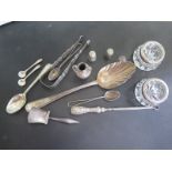 A collection of assorted silver and plated ware, total weigh-able silver approx 4.6 troy oz