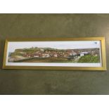A Tony Brodrick print of Whitby in a gilt frame - overall size 30cm x 92cm