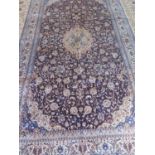 A hand knotted woollen Fine Nain, 500 knots per square inch , silk inlaid rug - 3.1m x 1.75m