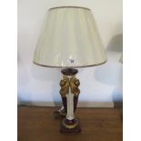 A new decorative figural table lamp with shade, 79cm H, working order