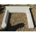 A stone three piece chimney surround - 114cm H x 137cm W - hearth size 83cm H x 93cm W