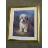 A Lilian Chevoit dog print - entitled - Take me Home - in a gilt frame - 70cm x 59cm
