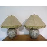 A pair of 1930s Chinese style table lamps - 54cm H - working and tested