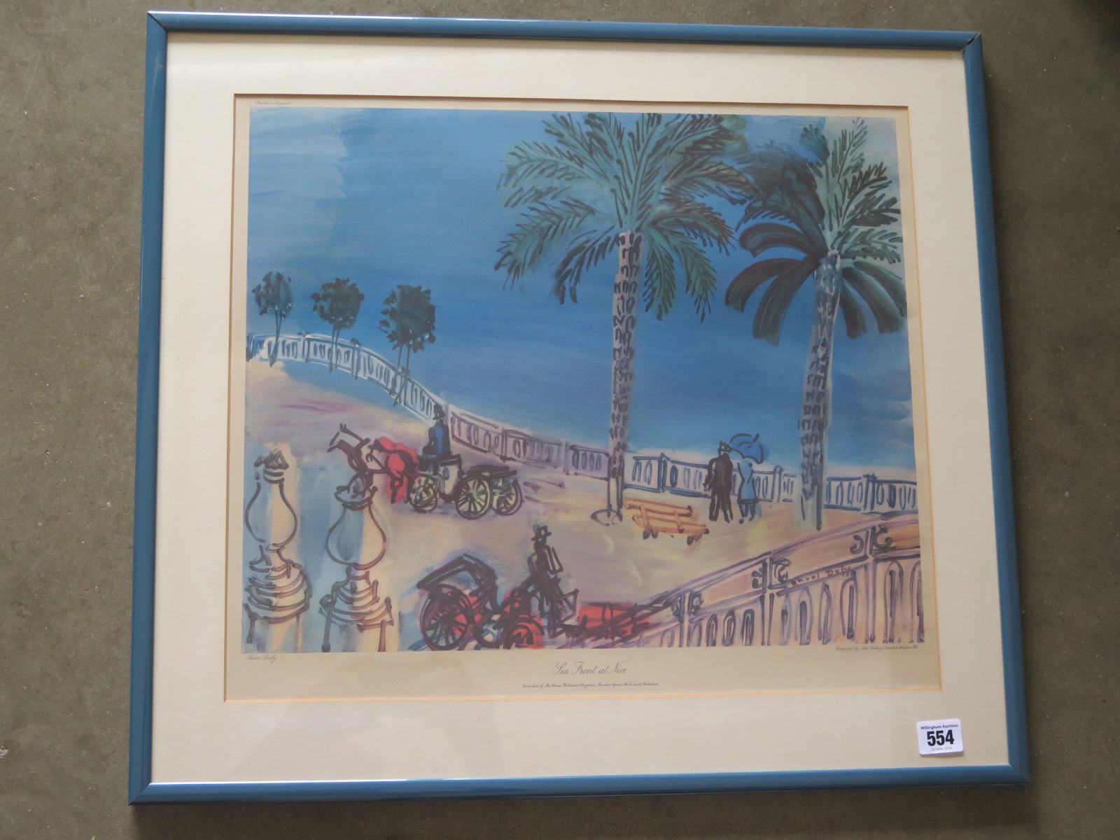 A Raoul Dufy print of Sea front at Nice - by Soho Gallery Ltd - frame size 55cm x 61cm - good