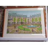 A limited edition lithograph of - Place des Vosges - by Fauch - signed and numbered 200 of 200,