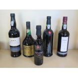 Five bottles of port, 1997 Taylors LBV, 37.5cl, Taylor’s Reserve 75cl, Dows Finest Reserve 75cl,