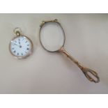 A gold cased fob watch with Roman numeral dial, bearing London Zodiac Leo import stamp and 12 5,