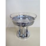 A 1950's Art Deco chrome comport with liner - 22cm T x 23cm diameter - clean condition