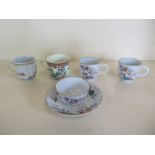 An 18th Century Chinese porcelain tea-bowl and saucer and three coffee cups, together with a