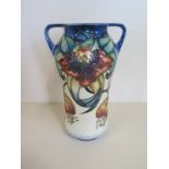 A Moorcroft twin handle Orchid vase, 1998 - 26cm tall, some crazing to base, otherwise good