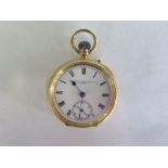 An 18ct yellow gold top wind pocket watch, the dial signed Sir John Bennett Ltd London, 35mm wide,