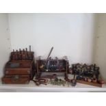 A good collection of smokers pipes with six pipe stands/racks - and three tapers, 34 pipes in total,