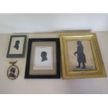 A collection of four silhouettes, largest in a gilt frame, 26cm x 22cm - of Dr Burns Peterhouse
