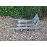 A vintage fruit market barrow - 160cm long, general wear, some worm, in rustic condition