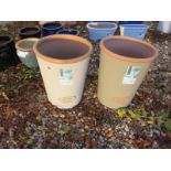 Two tall Laura Ashley planters - height 34cm