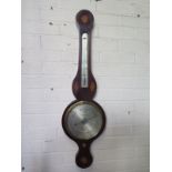 A 19th Century mahogany inlaid barometer by F Molton Dove Lane Norwich 1822-30 - 91cm H - in good