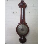 A carved mahogany banjo barometer, the silvered dial signed Fillinger Ely, 107cm H - in clean