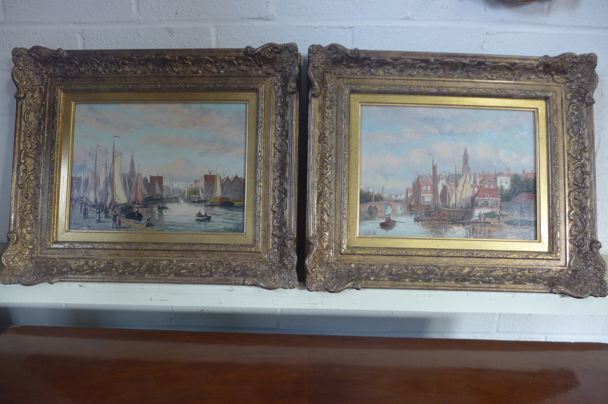 A pair of oil on canvas paintings by Johannes Frederick Hulk jnr, 1855-1913 of Hamburg and on the
