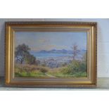 An oil on canvas of Cannes signed Leopold Robert dated 1901 - 28cm x 44cm - in a gilt frame, in