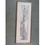 A long rectangular shaped painting of a Highland battle scene, entitled Montrose, comes down the