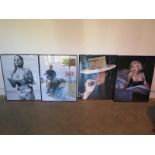 Four cinematic prints of film stars, Steve McQueen, Marylin Monroe, Clint Eastwood and Ursula