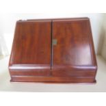A mahogany sloping correspondence box - 31cm tall x 46cm x 30cm - old repair to one door but in