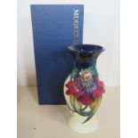 A 1998 Moorcroft Anna Lily pattern vase, approx 19.5cm H, with original box, some light wear