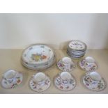 A Dresden part coffee service with floral decoration, 25 pieces, generally god, some usage wear