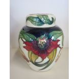 A 1998 Moorcroft Anna Lily pattern ginger jar with lid, approx 21cm H, with original box, some