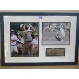 A Jack Nicklaus signed colour press photograph and an earlier black and white press photograph,