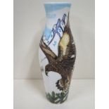 A 22017 Moorcroft trial vase with eagle pattern upon a white ground, approx 25.5cm H - in good