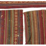 Three Uzbekistan ghudjeri warp faced weave fragments, early 20th century, 185 x 118cm. (3)