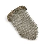 A George III silver filigree and chain mail purse, unmarked circa 1817, the mount inscribed 'Anne