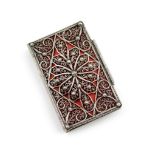 A George III silver filigree needle case, unmarked, circa 1760-70, rectangular book form, hinged