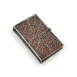 A mid 18th century silver filigree needle case, unmarked, circa 1750, rectangular book form,