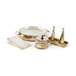 A small mixed lot of old Sheffield plated items, comprising: a George III dish wedge, circa 1790,