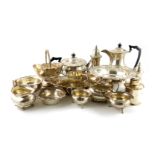 A suite of silver Chippendale pattern tea wares, by H. Atkins, Sheffield 1908-1929, comprising: a