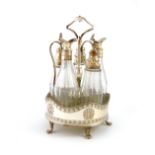 A George III old Sheffield plated five-bottle cruet frame, unmarked circa 1790, circular form,