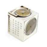 λ A French silver clock compendium, retailed by Tiffany and Co, Paris, circa 1920, cube form, the