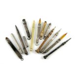 A small collection of silver, silver-gilt and gilt metal pencils, including one by S. Mordan and Co,