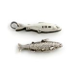 A Victorian novelty silver pencil, by S. Mordan and Co, modelled as a salmon, pull-out tail, with