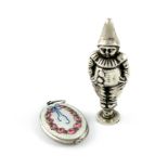 An Austrian silver and enamel mirror and photograph frame locket, oval form, slide-action opening,