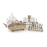 A collection of four old Sheffield plated toast racks, comprising: one by Matthew Boulton, of