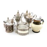 A small collection of seven old Sheffield plated mustard pots, various designs, pierced