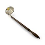 A modern silver punch ladle, by T.G and S, London 1981, tapering circular spot-hammered bowl, rope-