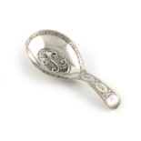 A George III silver caddy spoon, by Samuel Pemberton, Birmingham 1804, oval bowl, bright-cut