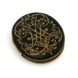 An 18th century gold-mounted shagreen case, unmarked circa 1720-40, oval form, with gold stud