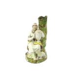 A pearlware spill vase group of Andromache weeping over the ashes of Hector, early 19th century,